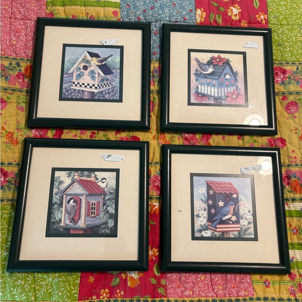 Vintage 1996 Heartfelt Collection - Birdhouses, artist Kathy Seek (set of 4)